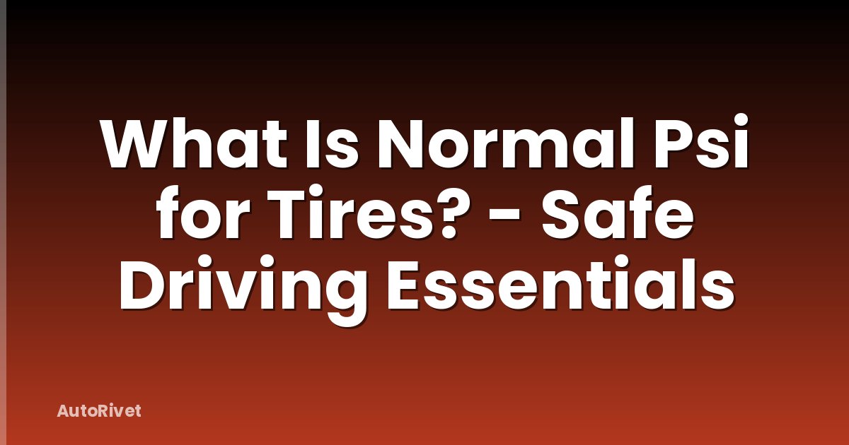 What Is Normal Psi for Tires? - Safe Driving Essentials
