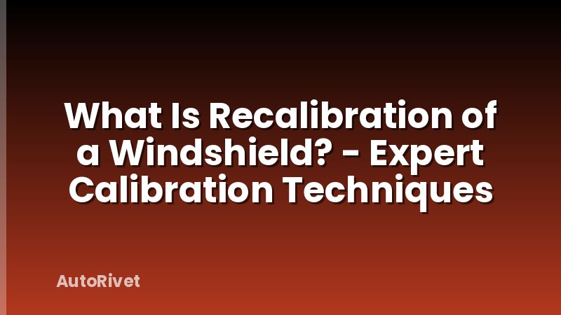 What Is Recalibration of a Windshield? - Expert Calibration Techniques