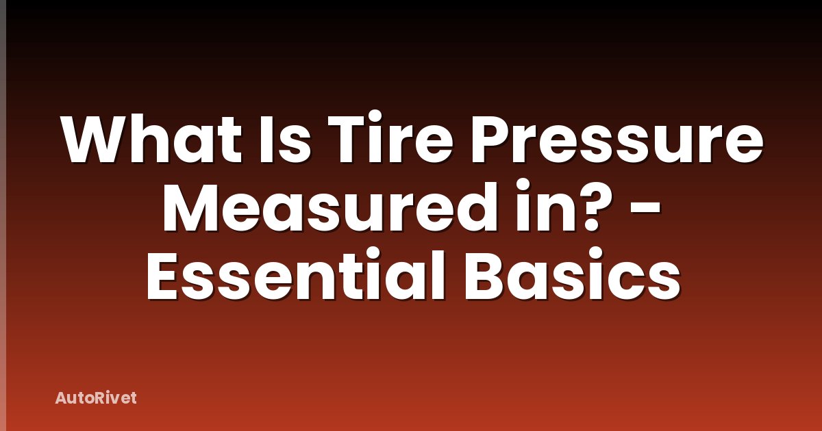 What Is Tire Pressure Measured in? - Essential Basics