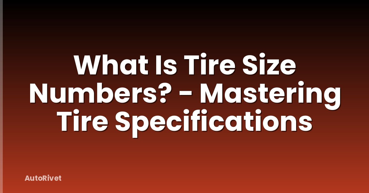 What Is Tire Size Numbers? - Mastering Tire Specifications