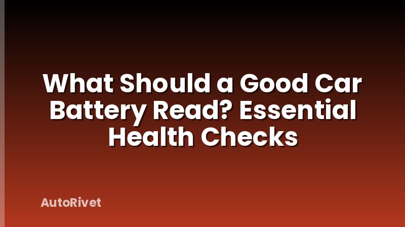 What Should a Good Car Battery Read? Essential Health Checks