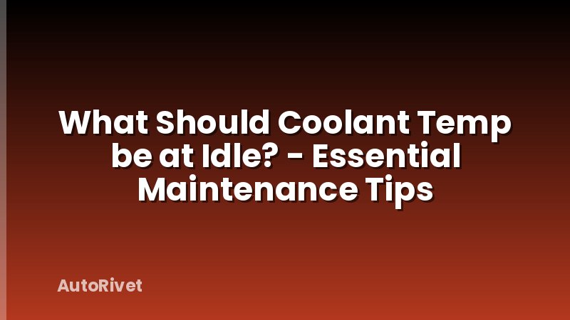 What Should Coolant Temp be at Idle? - Essential Maintenance Tips