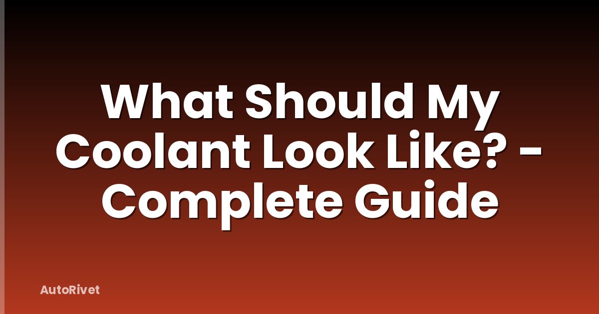 What Should My Coolant Look Like? - Complete Guide