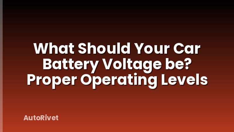 What Should Your Car Battery Voltage be? Proper Operating Levels
