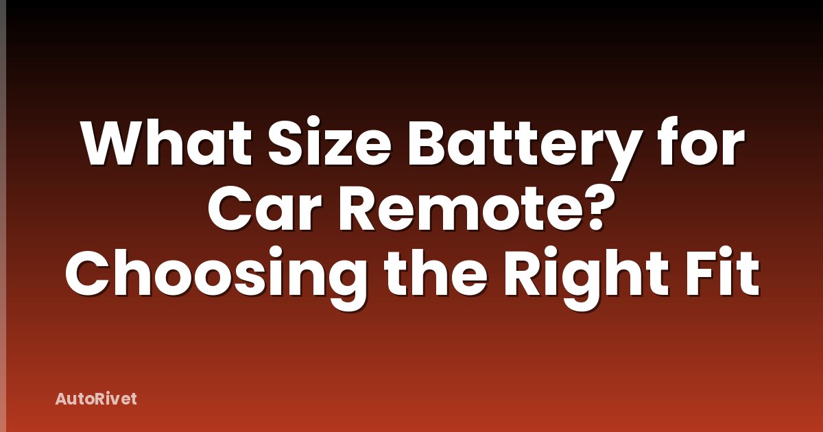 What Size Battery for Car Remote? Choosing the Right Fit