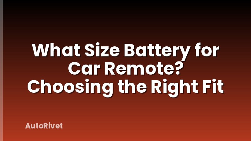 What Size Battery for Car Remote? Choosing the Right Fit