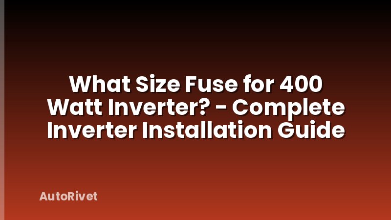 What Size Fuse for 400 Watt Inverter? - Complete Inverter Installation Guide