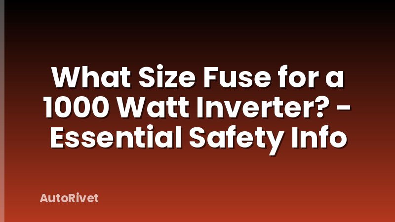 What Size Fuse for a 1000 Watt Inverter? - Essential Safety Info