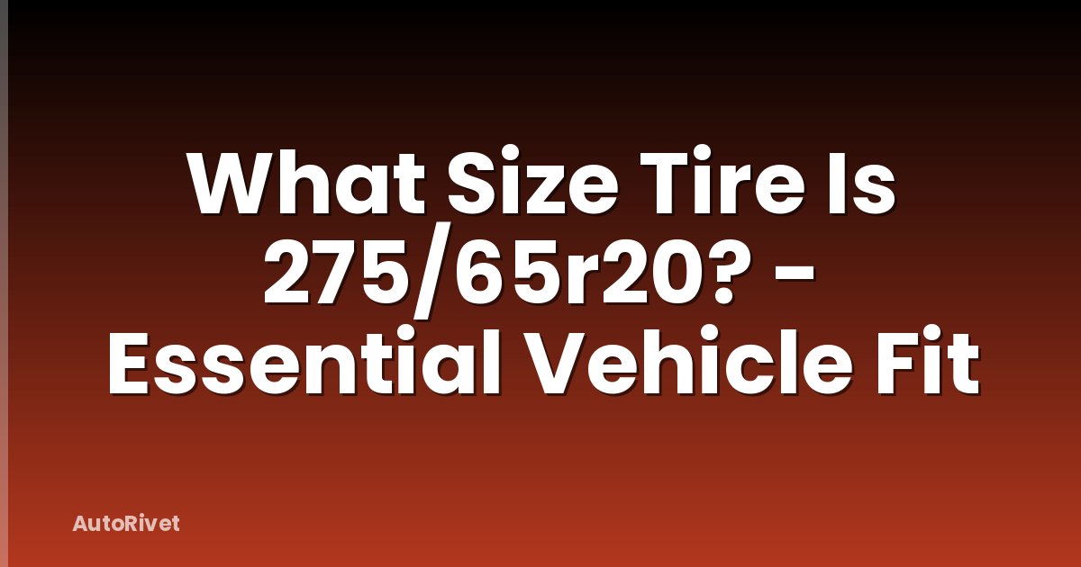 What Size Tire Is 275/65r20? - Essential Vehicle Fit