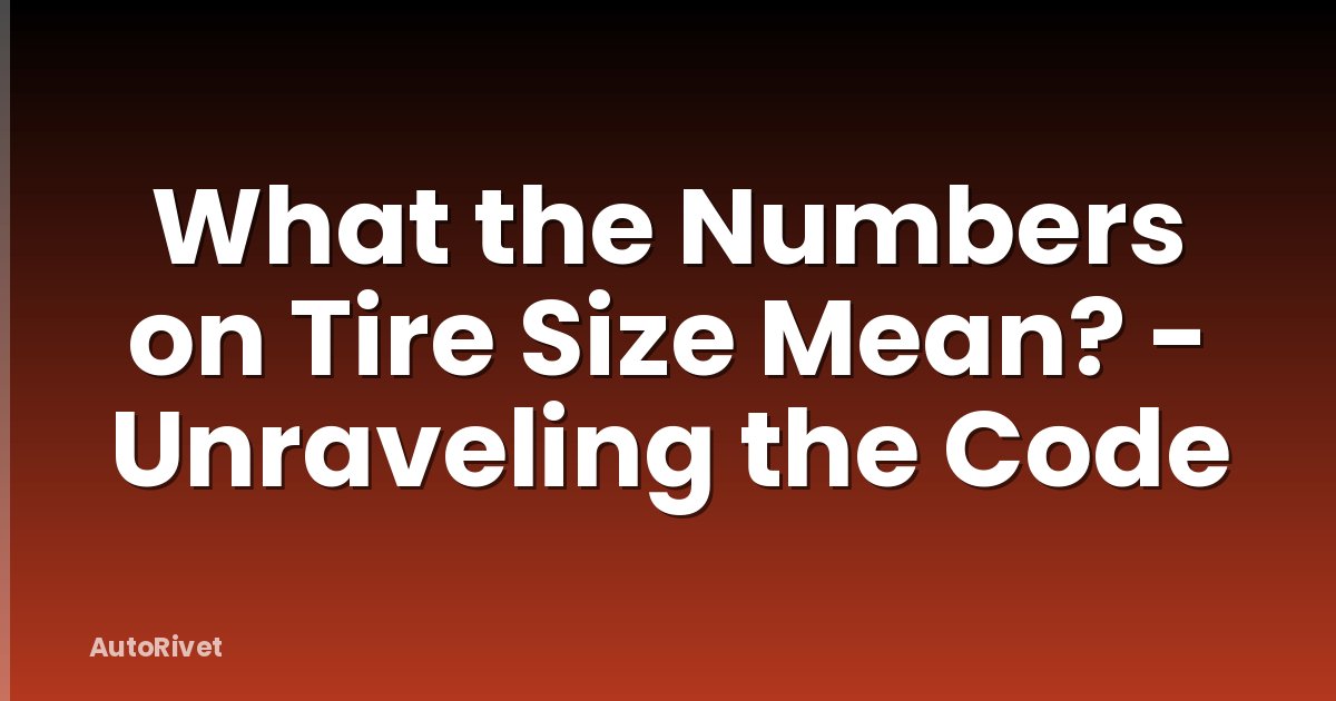 What the Numbers on Tire Size Mean? - Unraveling the Code