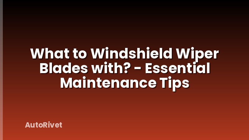 What to Windshield Wiper Blades with? - Essential Maintenance Tips