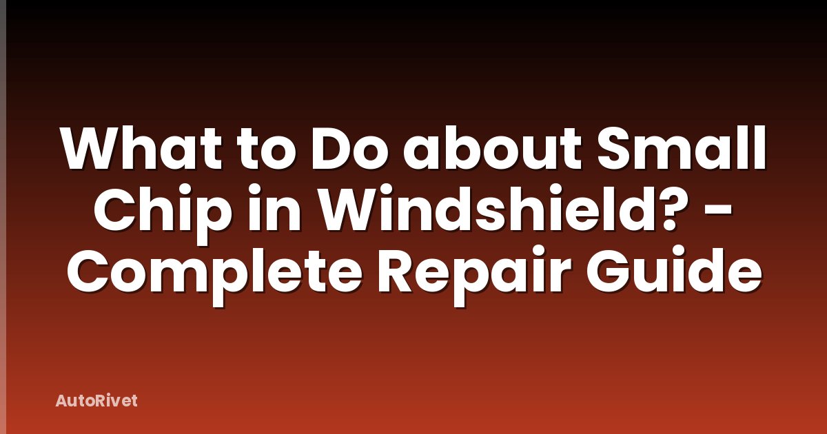What to Do about Small Chip in Windshield? - Complete Repair Guide