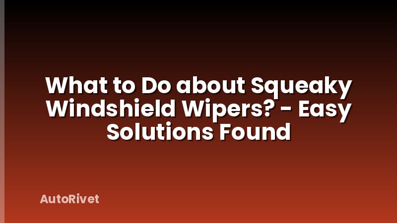 What to Do about Squeaky Windshield Wipers? - Easy Solutions Found