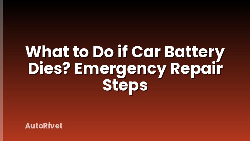 What to Do if Car Battery Dies? Emergency Repair Steps