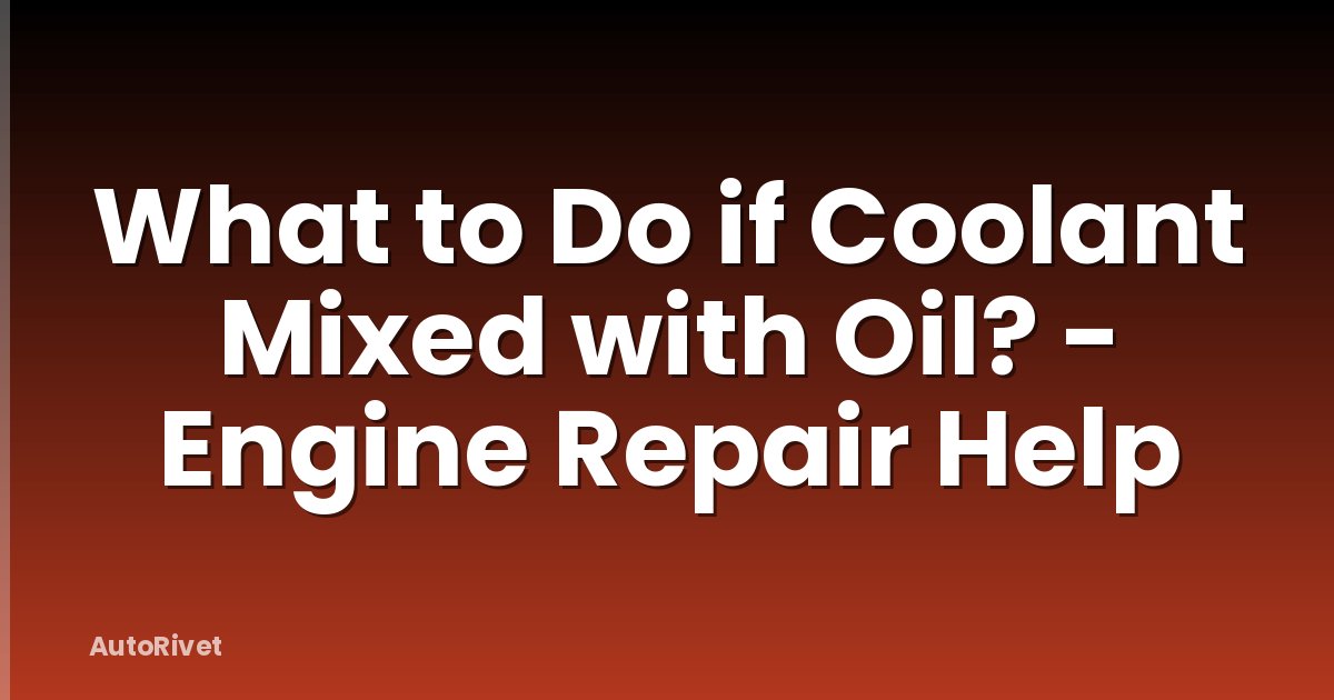 What to Do if Coolant Mixed with Oil? - Engine Repair Help