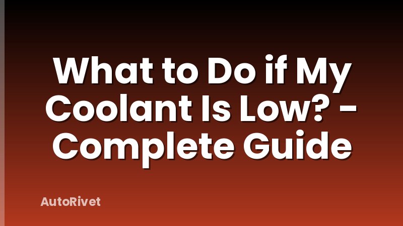 What to Do if My Coolant Is Low? - Complete Guide