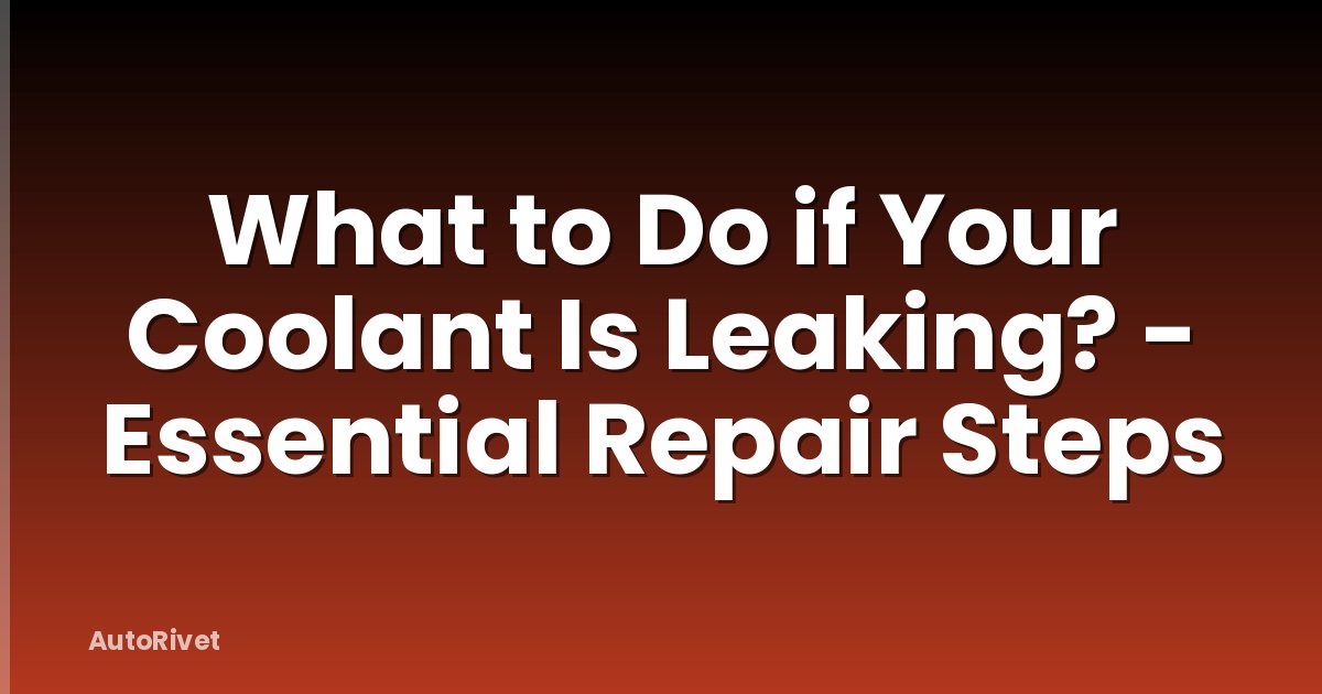 What to Do if Your Coolant Is Leaking? - Essential Repair Steps
