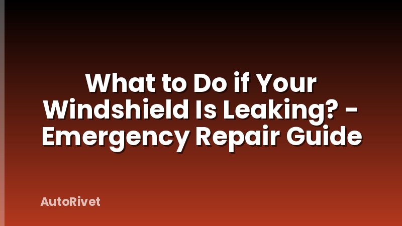 What to Do if Your Windshield Is Leaking? - Emergency Repair Guide