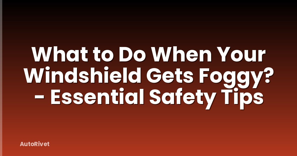What to Do When Your Windshield Gets Foggy? - Essential Safety Tips