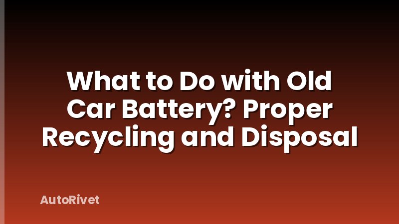 What to Do with Old Car Battery? Proper Recycling and Disposal