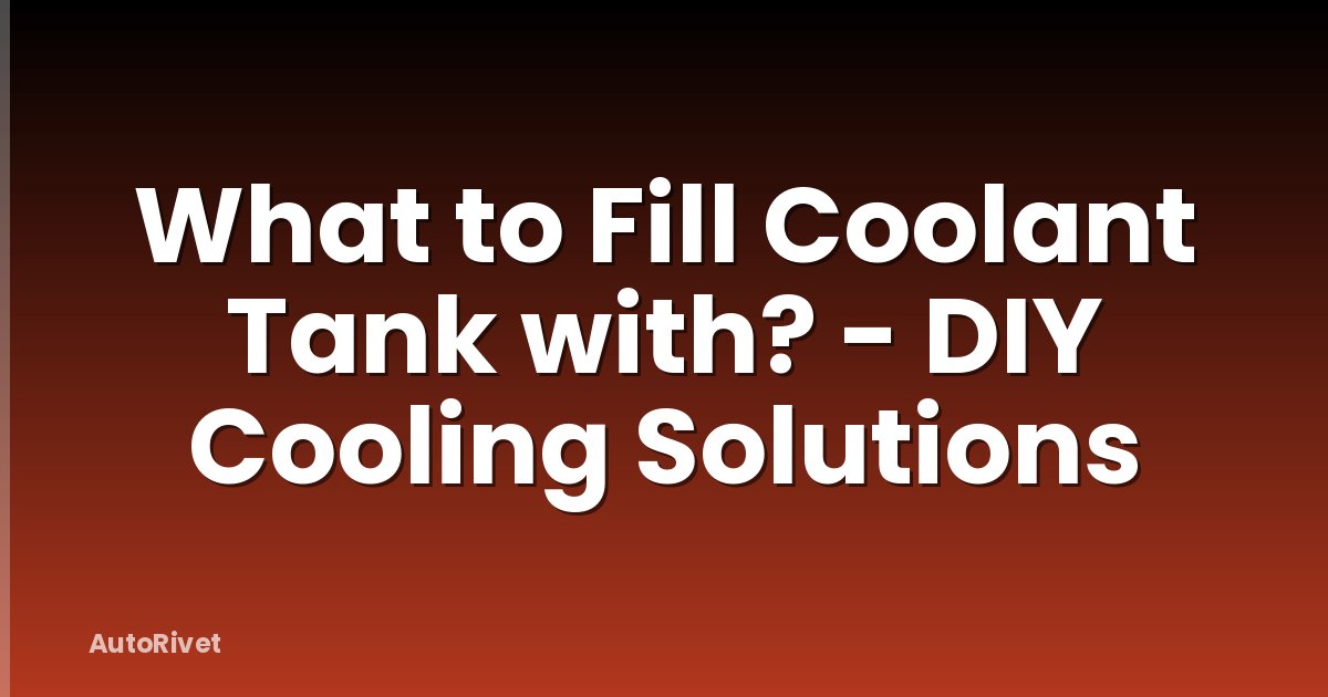 What to Fill Coolant Tank with? - DIY Cooling Solutions