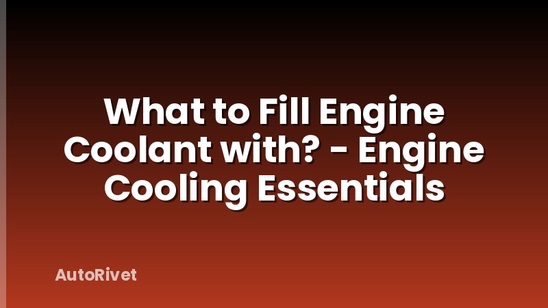 What to Fill Engine Coolant with? - Engine Cooling Essentials