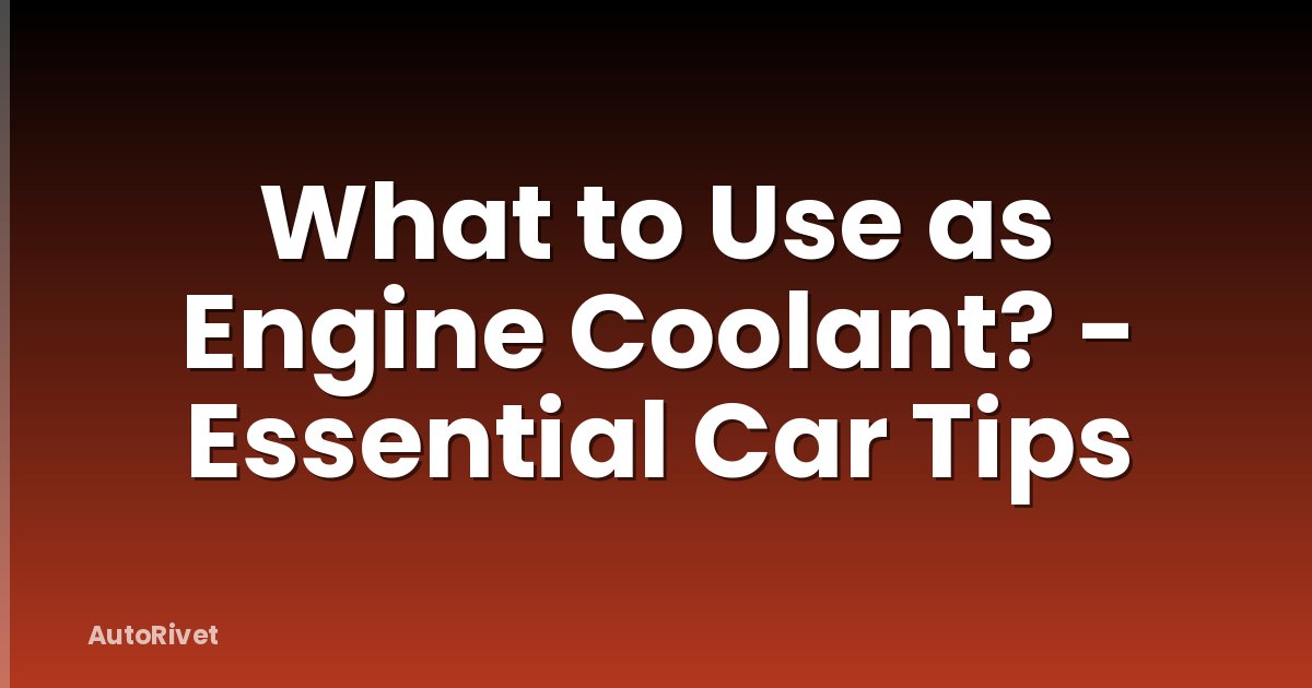 What to Use as Engine Coolant? - Essential Car Tips