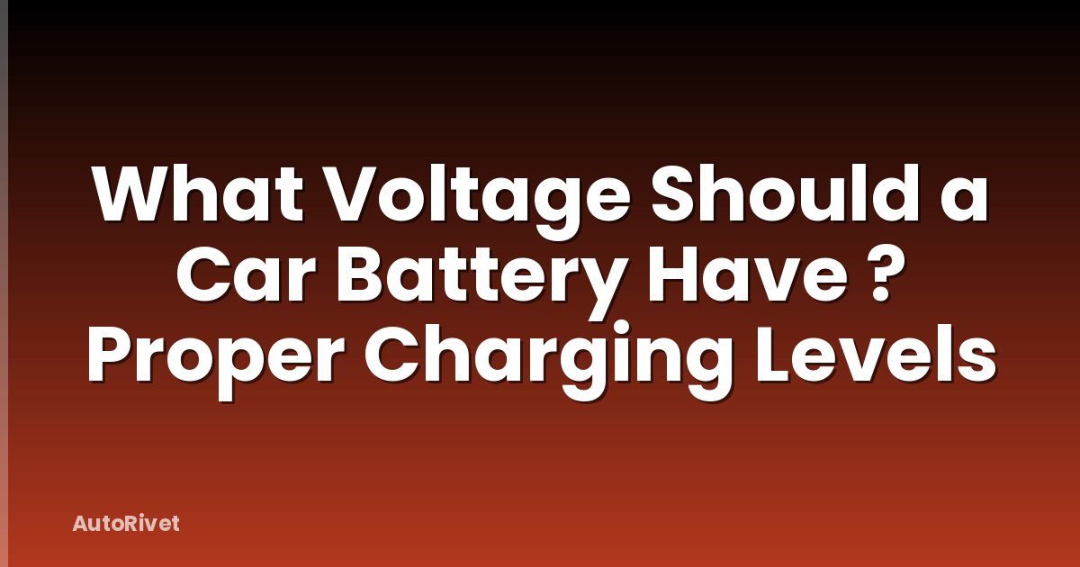What Voltage Should a Car Battery Have ? Proper Charging Levels