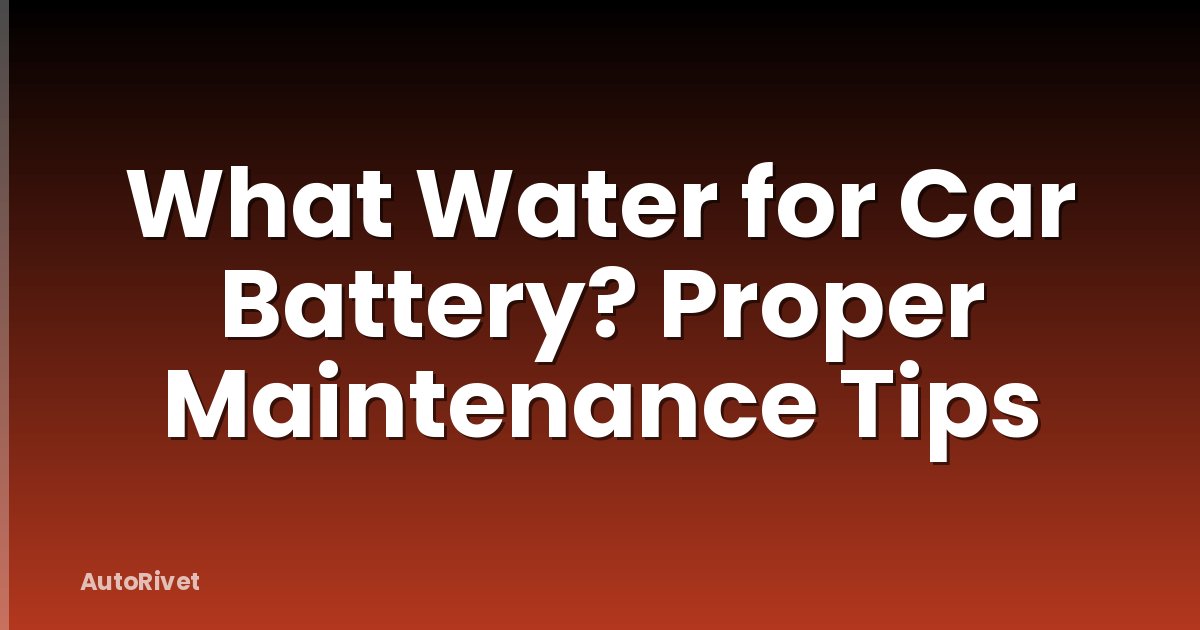 What Water for Car Battery? Proper Maintenance Tips