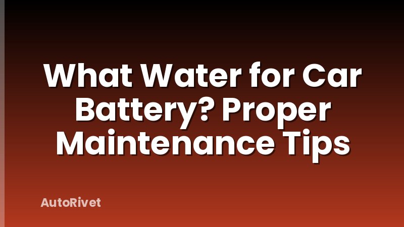 What Water for Car Battery? Proper Maintenance Tips