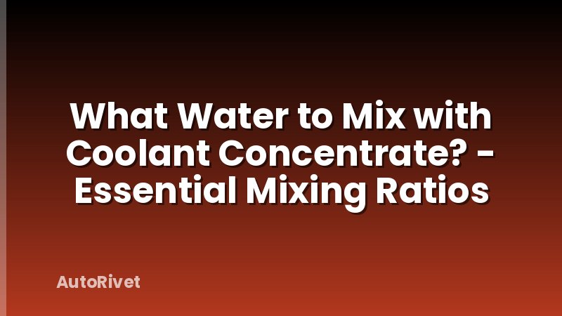 What Water to Mix with Coolant Concentrate? - Essential Mixing Ratios