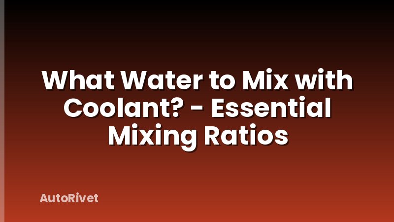 What Water to Mix with Coolant? - Essential Mixing Ratios