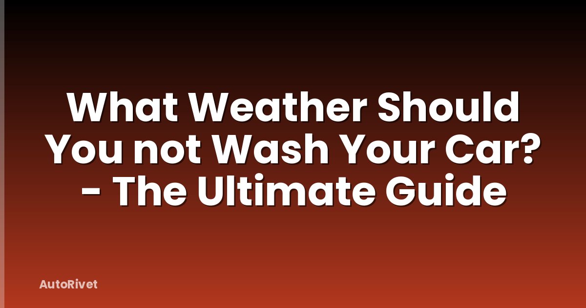 What Weather Should You not Wash Your Car? - The Ultimate Guide