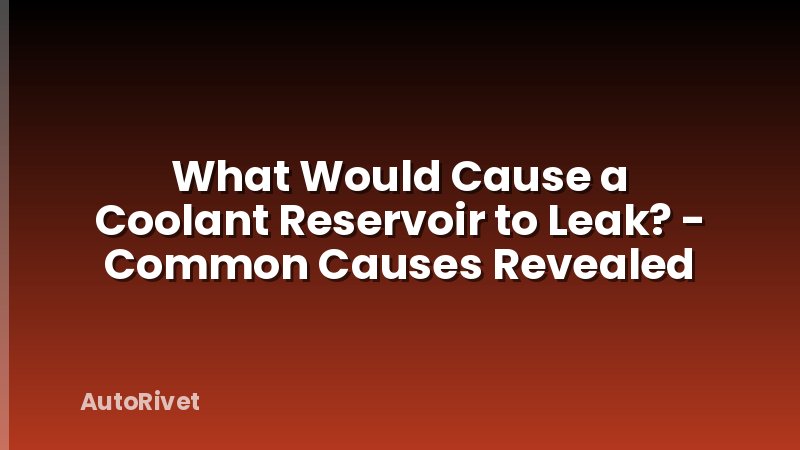 What Would Cause a Coolant Reservoir to Leak? - Common Causes Revealed