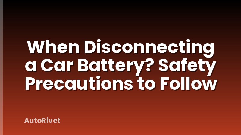 When Disconnecting a Car Battery? Safety Precautions to Follow