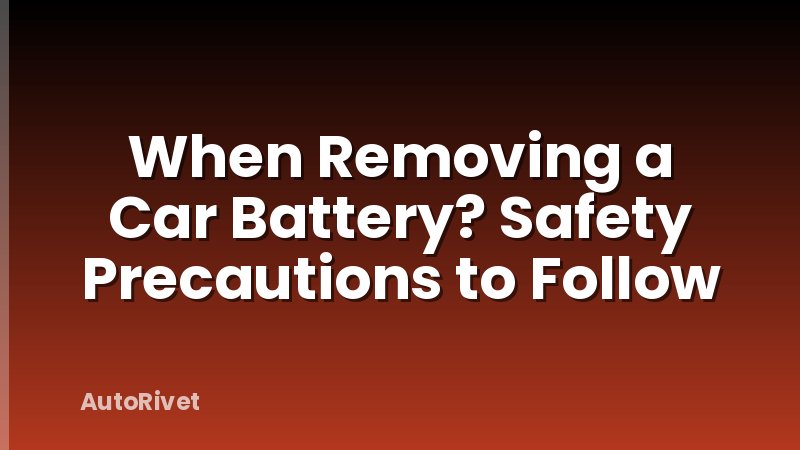 When Removing a Car Battery? Safety Precautions to Follow