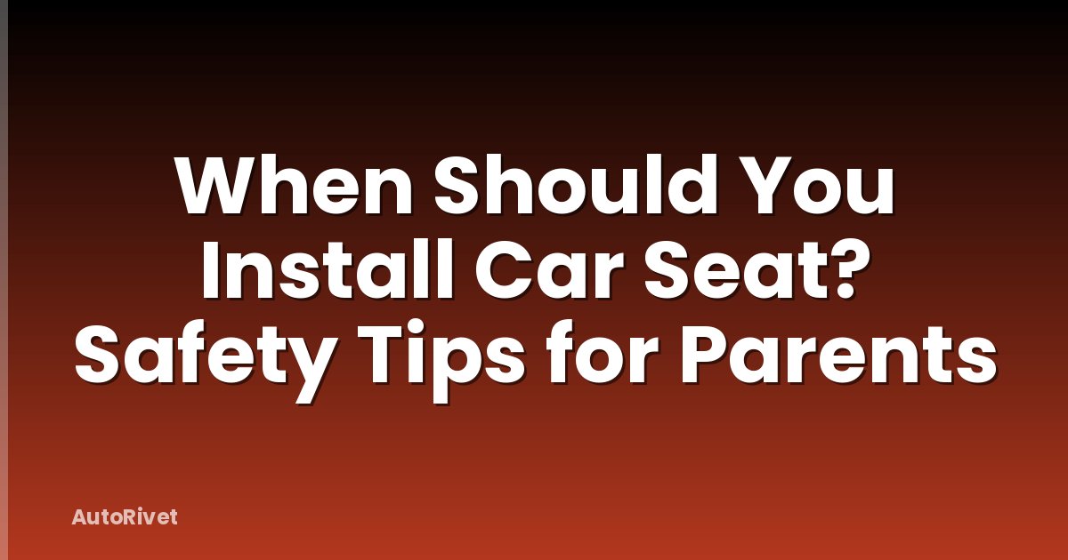 When Should You Install Car Seat? Safety Tips for Parents