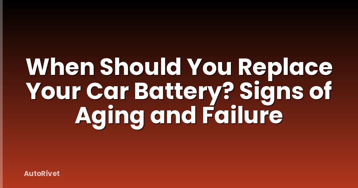 When Should You Replace Your Car Battery? Signs of Aging and Failure