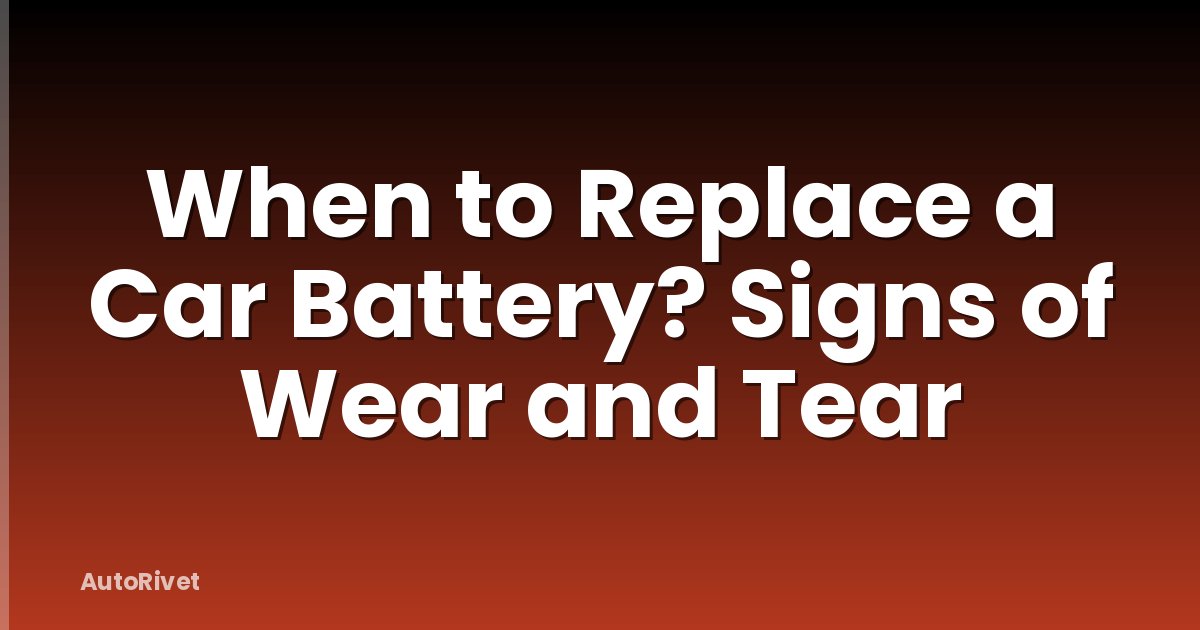 When to Replace a Car Battery? Signs of Wear and Tear