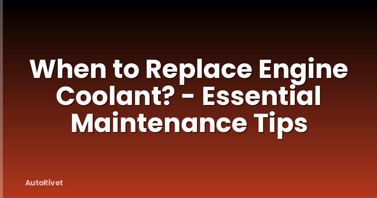 When to Replace Engine Coolant? - Essential Maintenance Tips