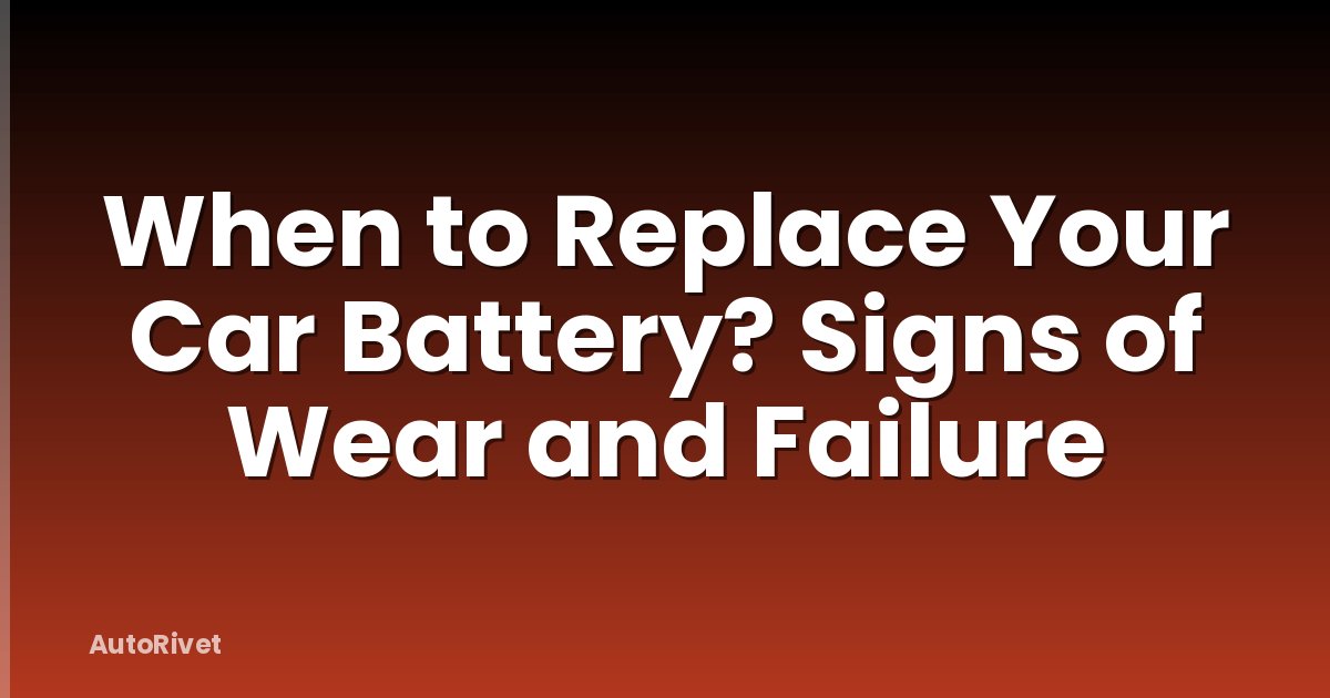 When to Replace Your Car Battery? Signs of Wear and Failure