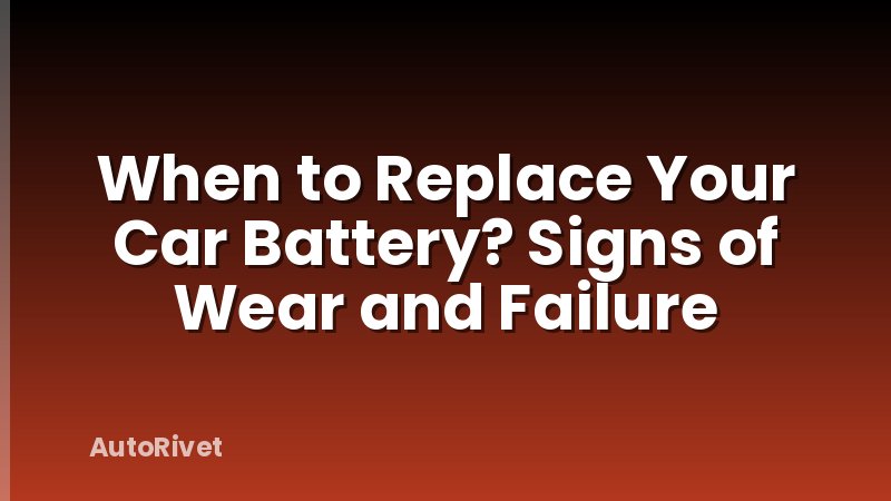 When to Replace Your Car Battery? Signs of Wear and Failure