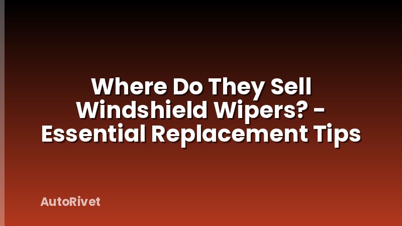 Where Do They Sell Windshield Wipers? - Essential Replacement Tips