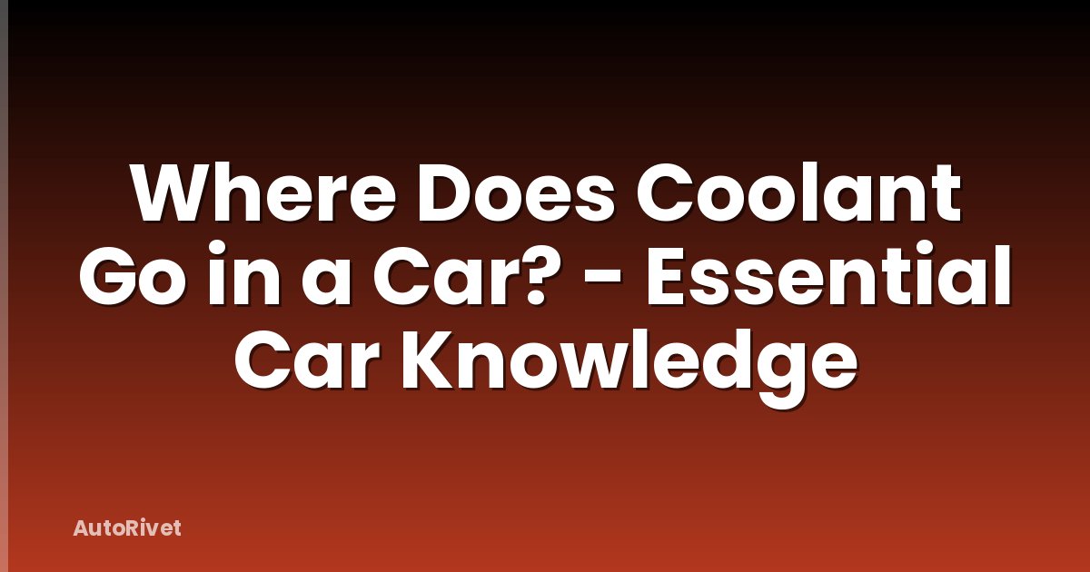 Where Does Coolant Go in a Car? - Essential Car Knowledge
