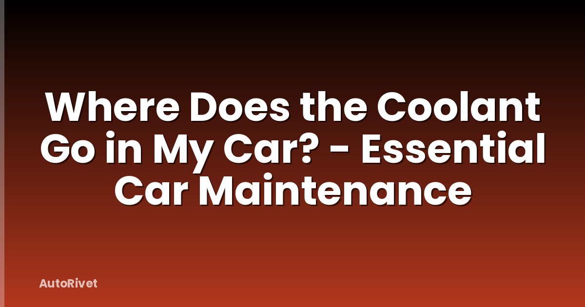Where Does the Coolant Go in My Car? - Essential Car Maintenance