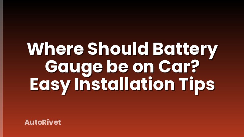 Where Should Battery Gauge be on Car? Easy Installation Tips
