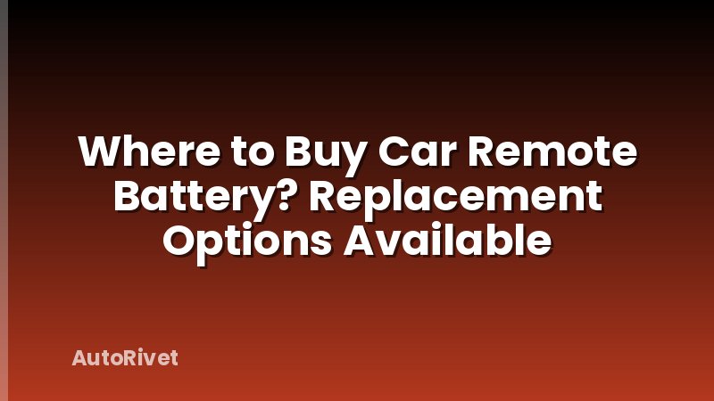Where to Buy Car Remote Battery? Replacement Options Available