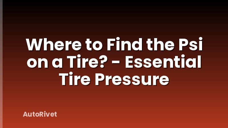 Where to Find the Psi on a Tire? - Essential Tire Pressure