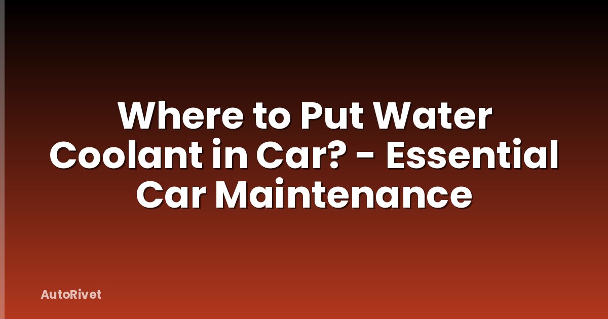 Where to Put Water Coolant in Car? - Essential Car Maintenance