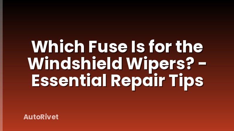 Which Fuse Is for the Windshield Wipers? - Essential Repair Tips